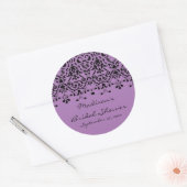 Sticker élégant violet et noir Damask Bride (Enveloppe)