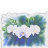 Sticker Elégante aquarelle blanche orchidées boho tropical (Devant)