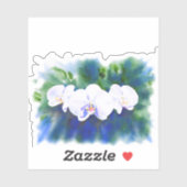 Sticker Elégante aquarelle blanche orchidées boho tropical (Feuille)