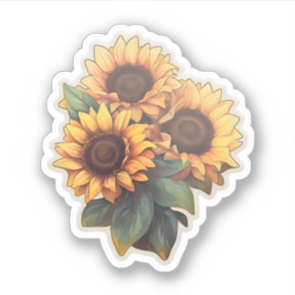 Sticker Elégante aquarelle tournesol floral
