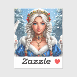 Sticker ✨ Élégante charme hivernal de la jeune fille de ne
