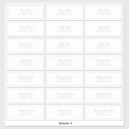 Sticker Elégante Dusty Blue Classic Script Adresse du clie (Feuille)