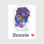Sticker Élégante femme Afro Rose violette (Feuille)