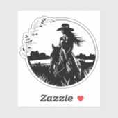 Sticker Élégante fille de cheval moderne Western Equestria (Feuille)