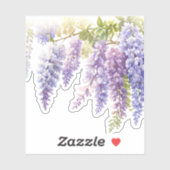 Sticker Elégante glycine d'aquarelle violette bleu floral (Feuille)