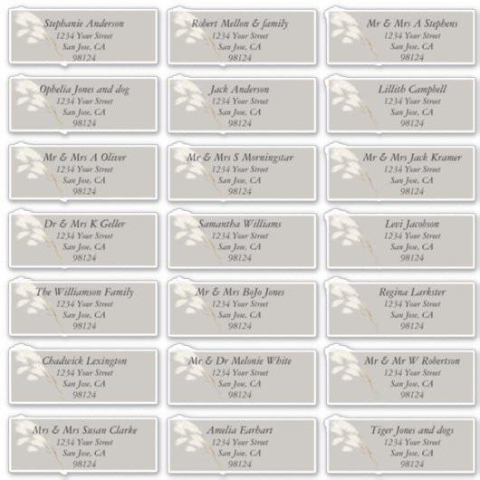 Sticker Élégante laiton blanc ivoire Pampas (Devant)