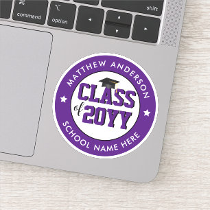 Sticker Élégante Royal Purple Classe de 2024 Diplômé