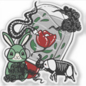 Sticker Élément d'art squelette d'éléphant et lapin gothiq (Devant)