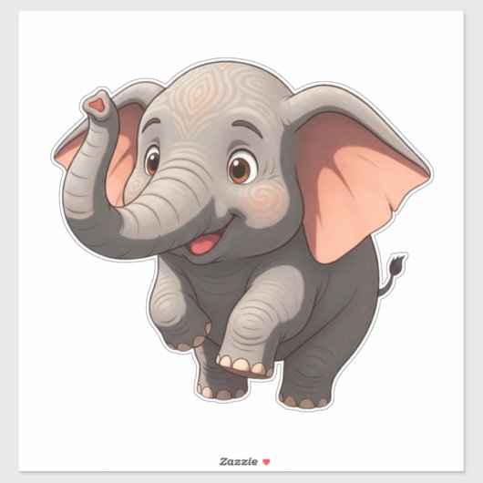 Sticker Élément de dessin animé d'éléphant bébé adorable (Feuille)