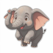 Sticker Élément de dessin animé d'éléphant bébé adorable (Devant)