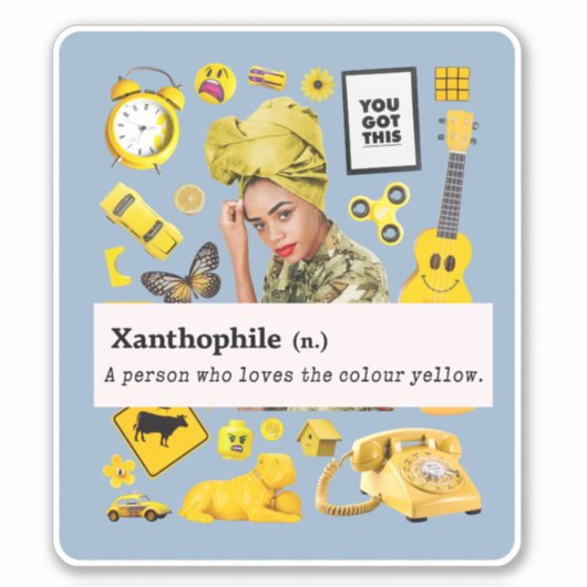 STICKER ÉLÉMENT JAUNE XANTHOPHILE JAUNE AMOUR JAUNE (Devant)