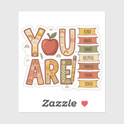 Sticker Elementaire Boho Arc-en-Ciel Vous Êtes Suffisant M (Feuille)