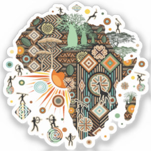 Sticker Éléments de motif décoratif tribal de carte d'Afri