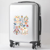 Sticker Éléments floraux Art Déco Fleurs et Oiseaux (Sur valise)