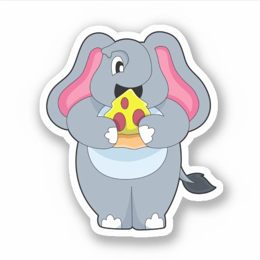 Sticker Eléphant à la pizza (Devant)