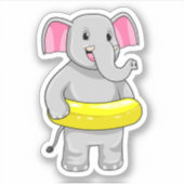 Sticker Eléphant à nager avec Lifebuoy (Devant)