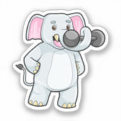 Sticker Elephant à Strenght entraînement avec Dumbbell (Recto)