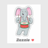 Sticker Elephant at Music with Drum (Feuille)
