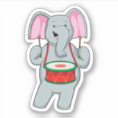 Sticker Elephant at Music with Drum (Devant)