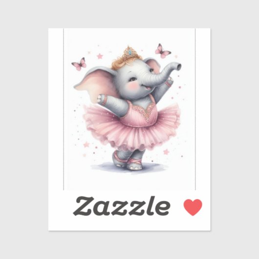 Sticker Eléphant au ballet (Feuille)