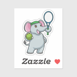 Sticker Elephant au Tennis avec raquette de tennis