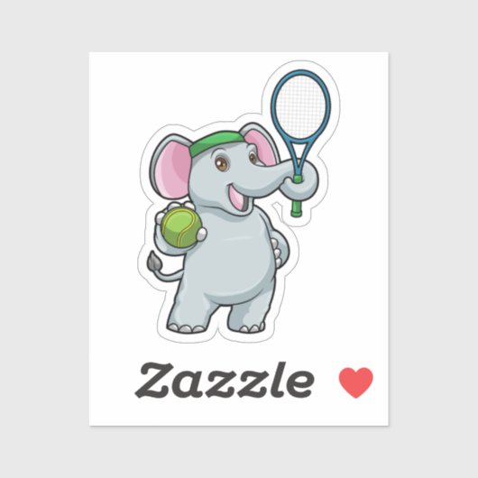 Sticker Elephant au Tennis avec raquette de tennis (Feuille)