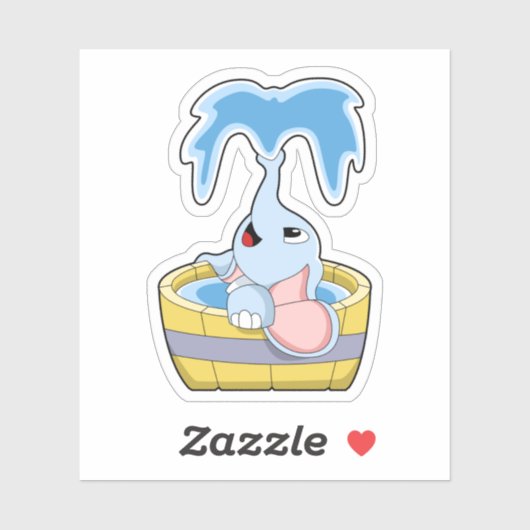 Sticker Eléphant avec baignoire remplie d'eau (Feuille)