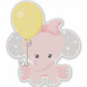 Sticker Eléphant Avec Ballons, Eléphant Mignonne, Couronne (Devant)