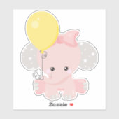 Sticker Eléphant Avec Ballons, Eléphant Mignonne, Couronne (Feuille)