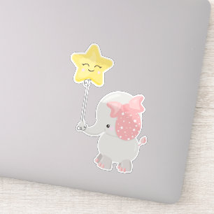Sticker Eléphant Avec Balloon, Couronne, Eléphant mignon, 