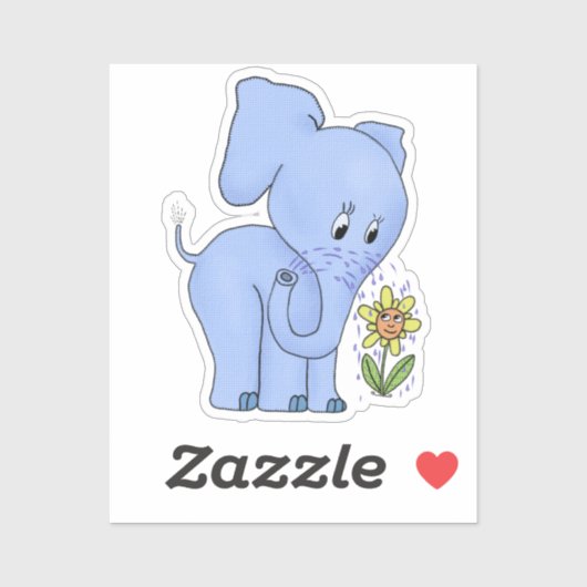 Sticker Éléphant avec fleur (Feuille)