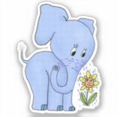 Sticker Éléphant avec fleur (Recto)