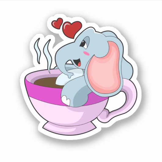 Sticker Elephant avec la coupe du café (Devant)