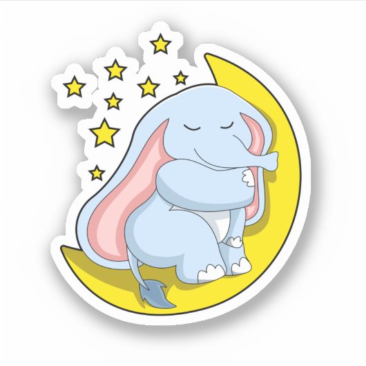 Sticker Eléphant avec lune et étoiles (Devant)