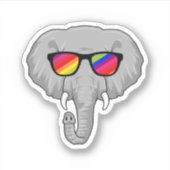 Sticker Eléphant avec lunettes de soleil (Devant)