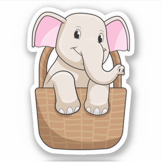 Sticker Eléphant avec panier (Devant)