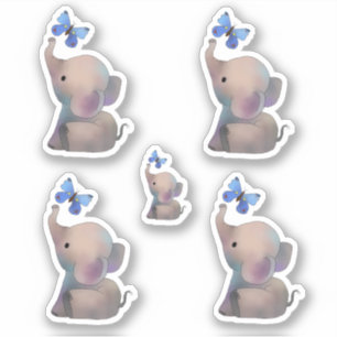 Sticker Éléphant avec papillon