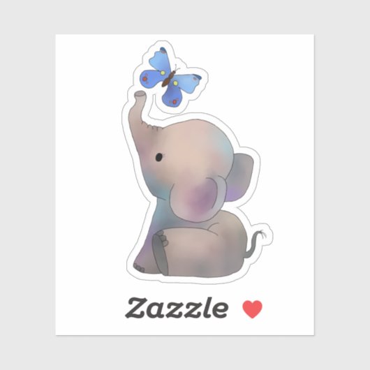 Sticker Éléphant avec papillon (Feuille)