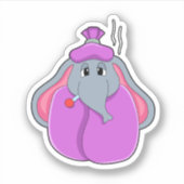 Sticker Eléphant avec thermomètre à fièvre (Devant)