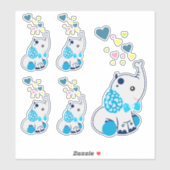 Sticker Eléphant Bébé Bleu Cute (Feuille)