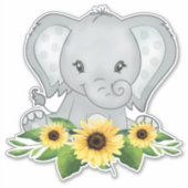 Sticker Eléphant Bébé Dans Les Tournesols (Devant)