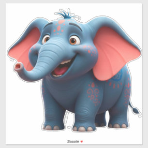 Sticker Éléphant Bébé Dessin Animé Adorable