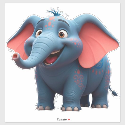 Sticker Éléphant Bébé Dessin Animé Adorable (Feuille)