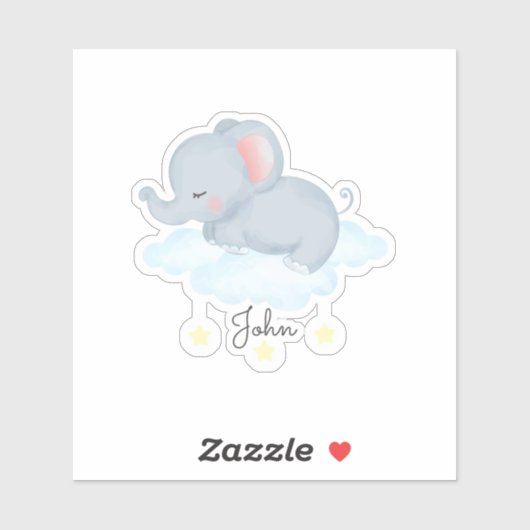 Sticker Eléphant Bébé mignon sur le nuage (Feuille)