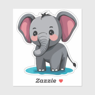 Sticker Eléphant Bébé mignon vaporisant de l'eau du tronc