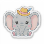 Sticker Eléphant bébé souriant avec des joues blanches, ka (Devant)