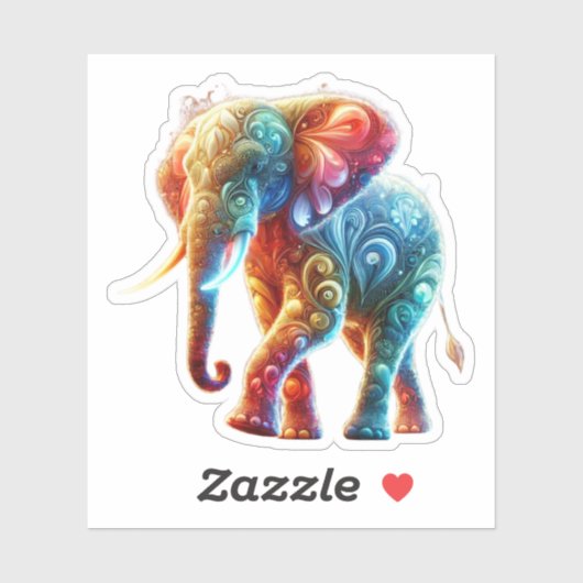 Sticker Eléphant coloré (Feuille)