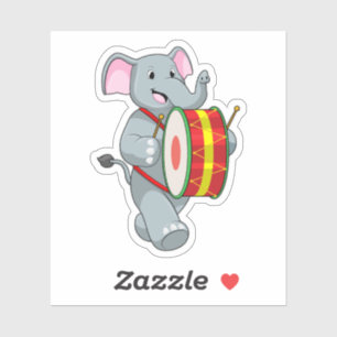 Sticker Elephant comme musicien avec tambour