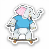 Sticker Elephant comme patineur avec skateboard (Recto)