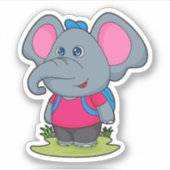 Sticker Elephant comme randonneur avec sac à dos (Devant)